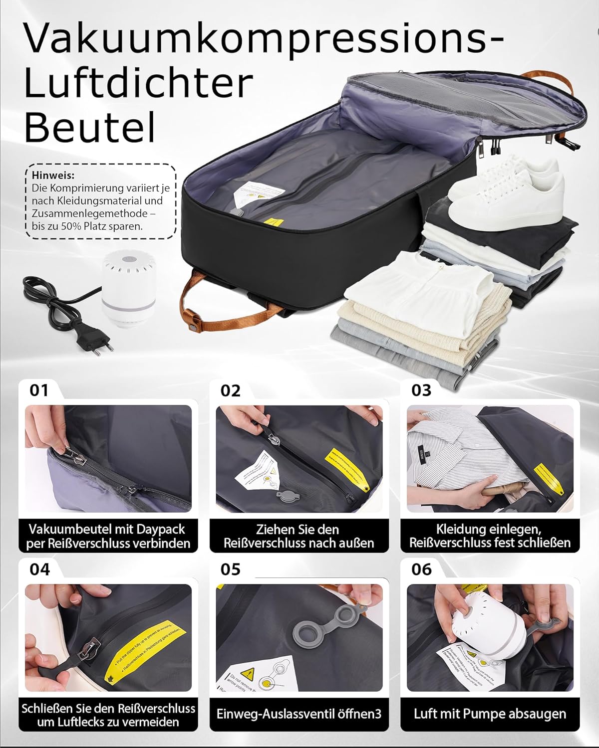 Detalle 2 de COOLIFE Vakuum Rucksack Easyjet 45x36x20