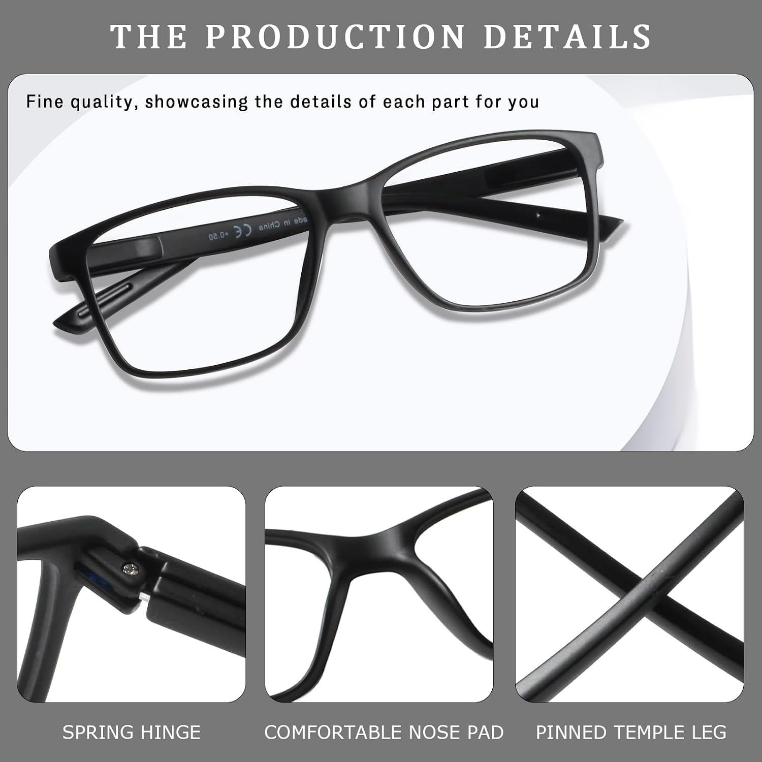 Detalle de Kerecsen 3 Pack Reading Glasses for Men with Blue Light Blocking and Spring Hinge