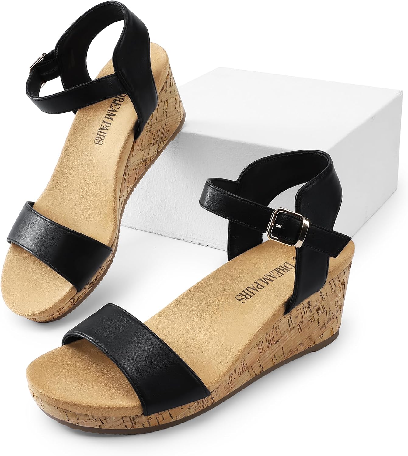 Thumbnail 4 de DREAM PAIRS Women’s Open Toe Buckle Ankle Strap Platform Wedge Sandals