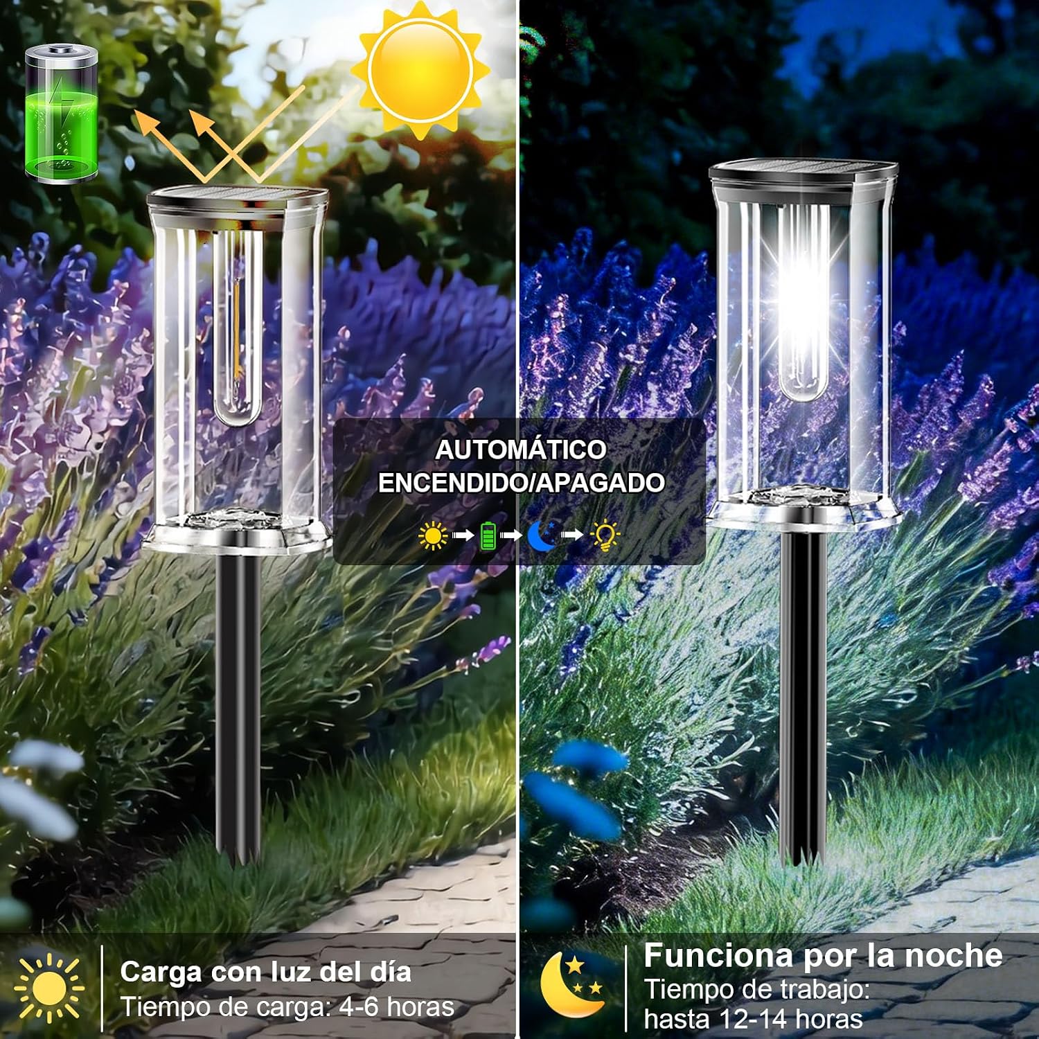 Detalle de SOLARBABY - 12 Luci Solari da Giardino Esterno LED Bianco Freddo, IP65, Accensione Automatica