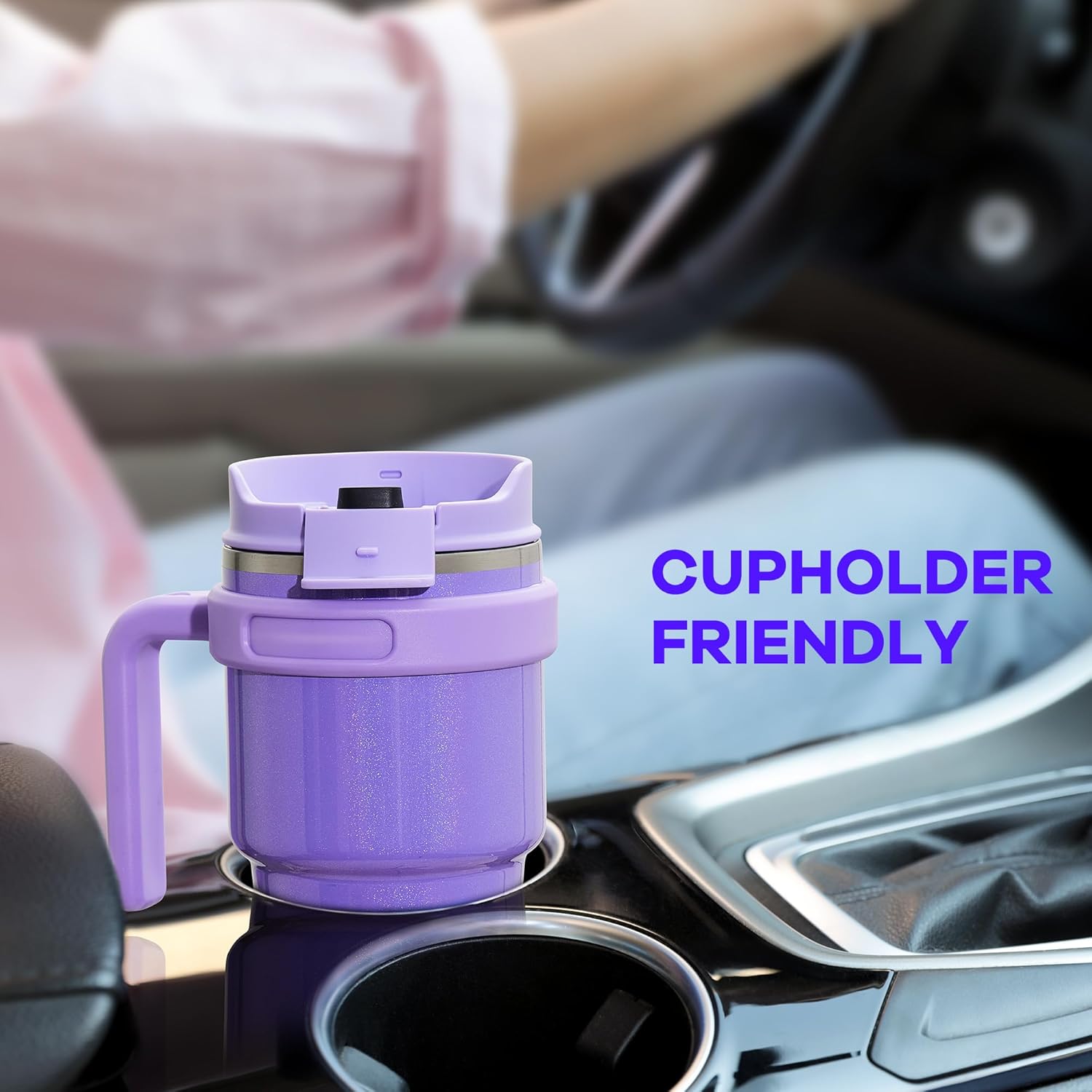 Detalle 2 de ALOUFEA 20 oz Insulated Coffee Mug Tumbler with Handle (Stainless Steel Travel Mug with Lid and Straw), Black