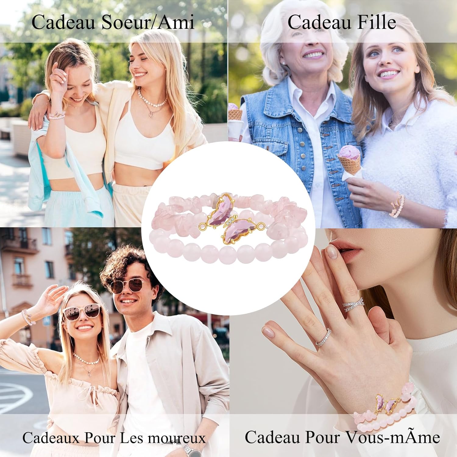 Thumbnail 1 de Bracelet CheersLife pour femme en pierres naturelles avec message de soutien