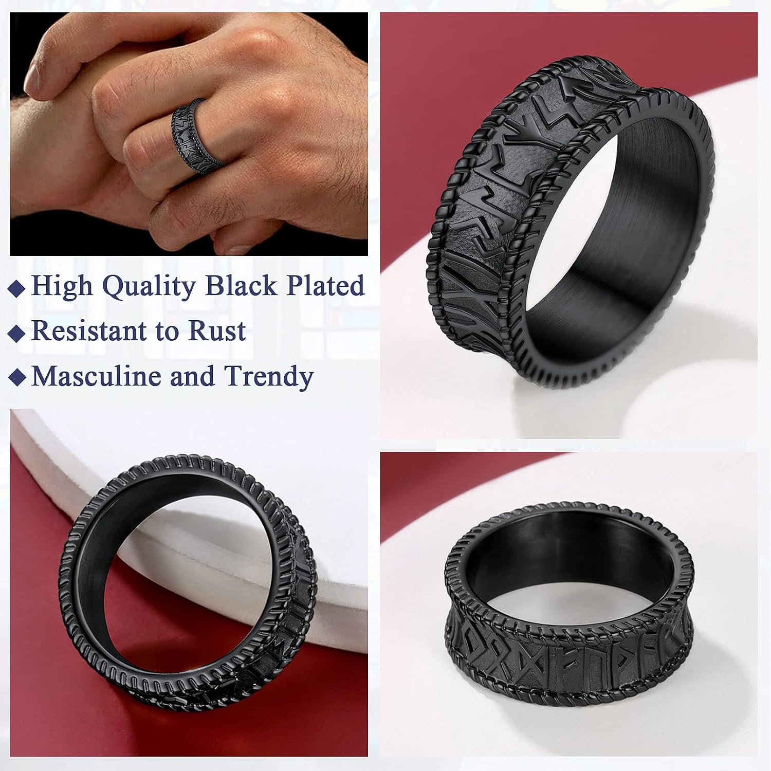Detalle 1 de FaithHeart Bague Viking Run Nordique Acier inoxydable