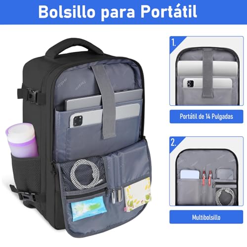 Detalle de Taygeer Mochila de cabina 40x30x20 para Ryanair y aerolíneas