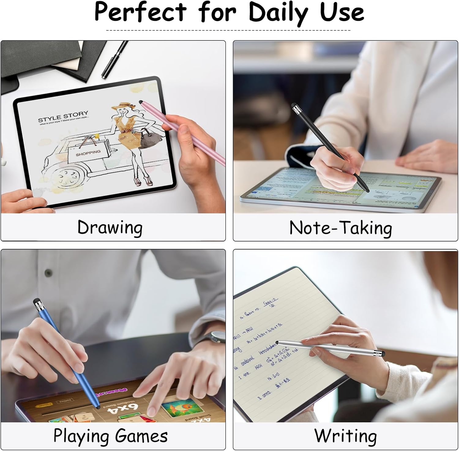 Thumbnail 4 de DIGIROOT 4-Piece Universal Stylus Pens with Dual Replaceable Rubber Tips