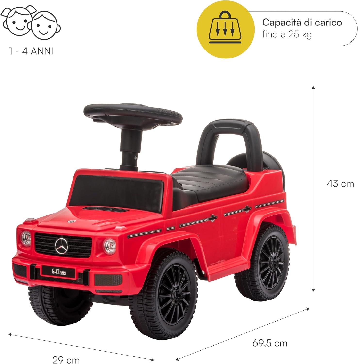 Detalle 1 de Baroni Toys Suv Mercedes Ride-On 1-4 anni 69,5x29x43 cm Rosso
