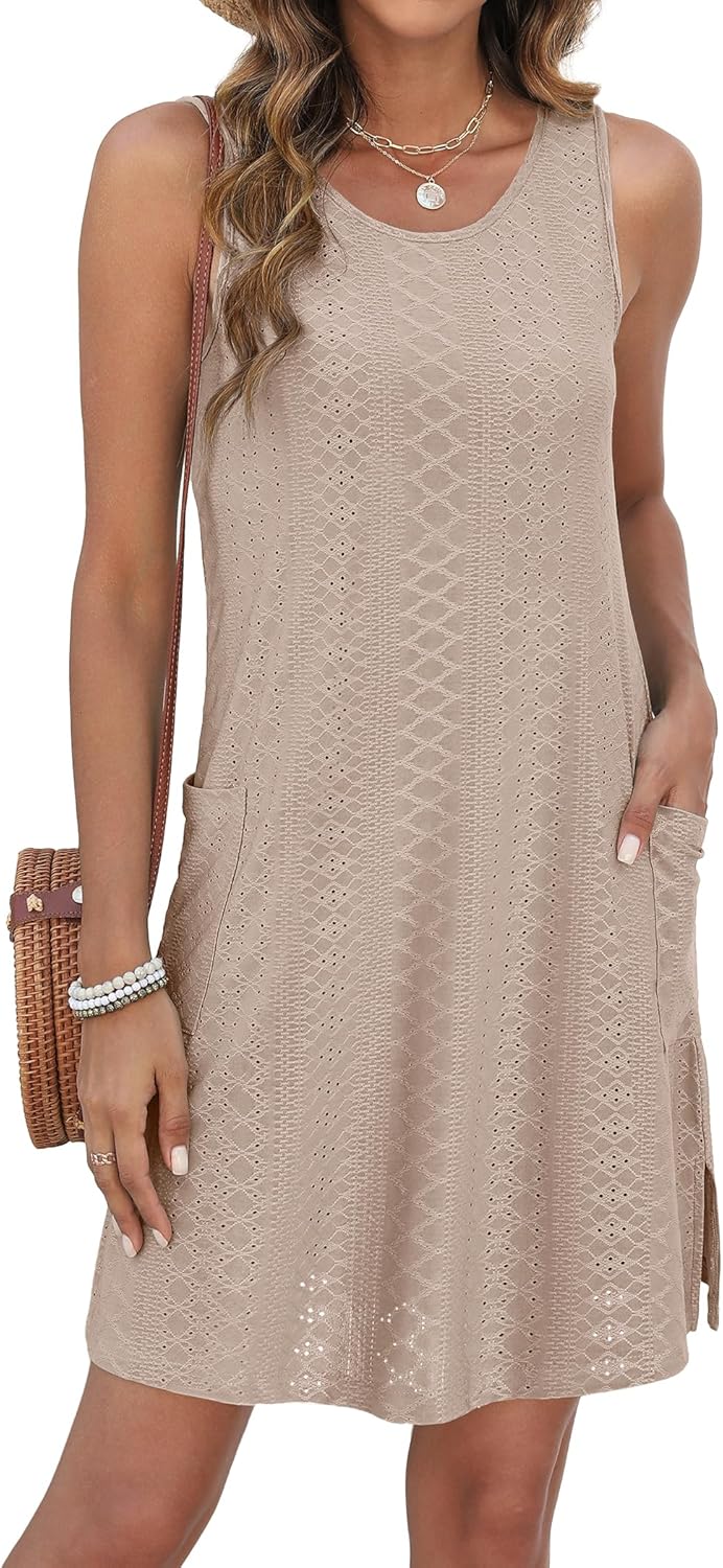 Thumbnail 4 de BKRIVE Coverup Summer Dresses for Women 2026 — Eyelet & Floral Knee-Length Sundress with Pockets