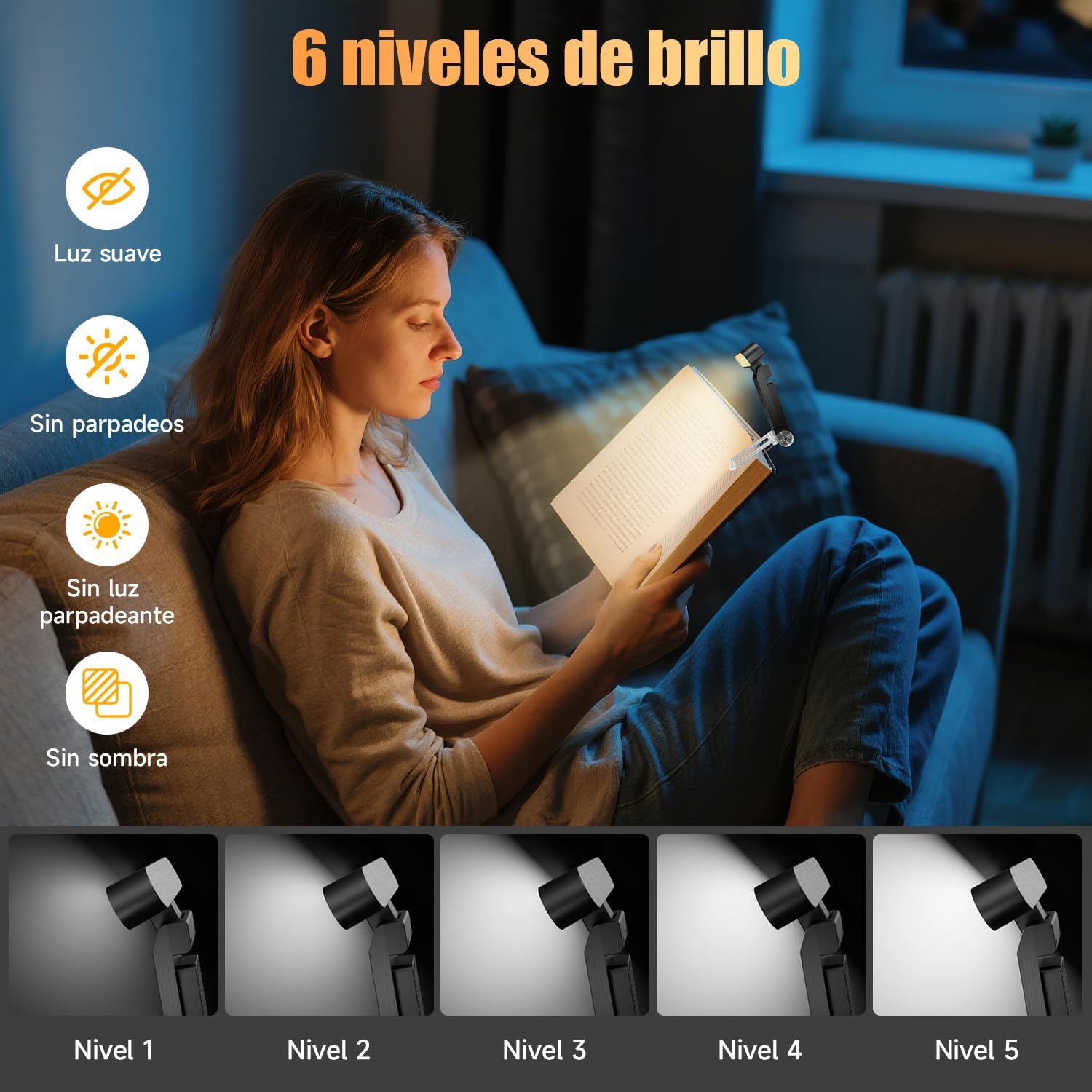 Detalle de Electight Lámpara de Lectura LED Clip: comodidad portátil con brillo ajustable