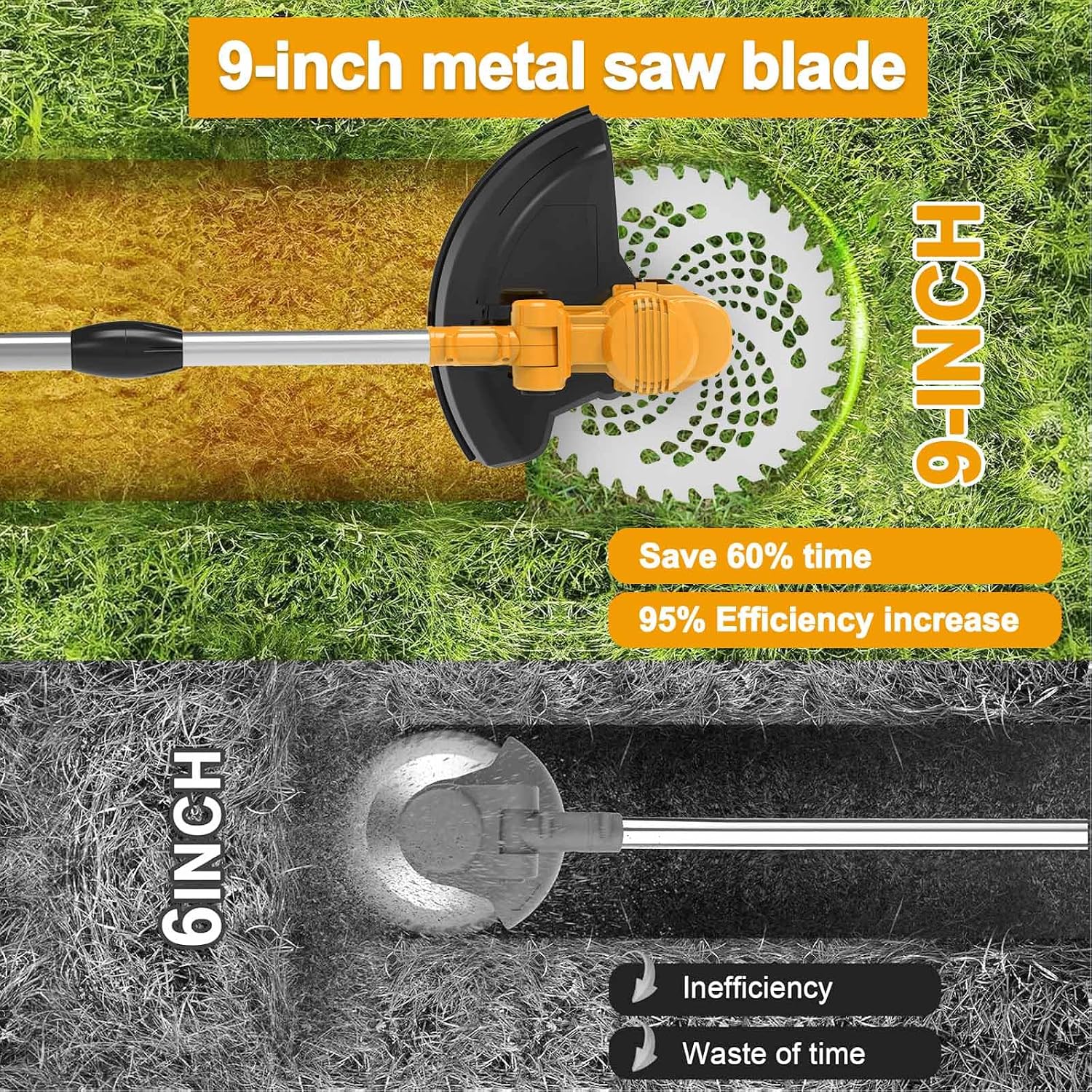Thumbnail 6 de Rasentrimmer mit Akku und Unkrautbürste für Makita-Akkus – 4 Klingentypen, LCD-Anzeige, 2x4Ah, 750W