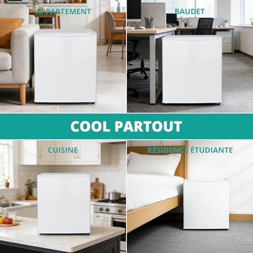 Detalle de SMETA Petit Frigo 46L, Mini Frigo Silencieux 220V avec Porte Réversible et Thermostat Réglable