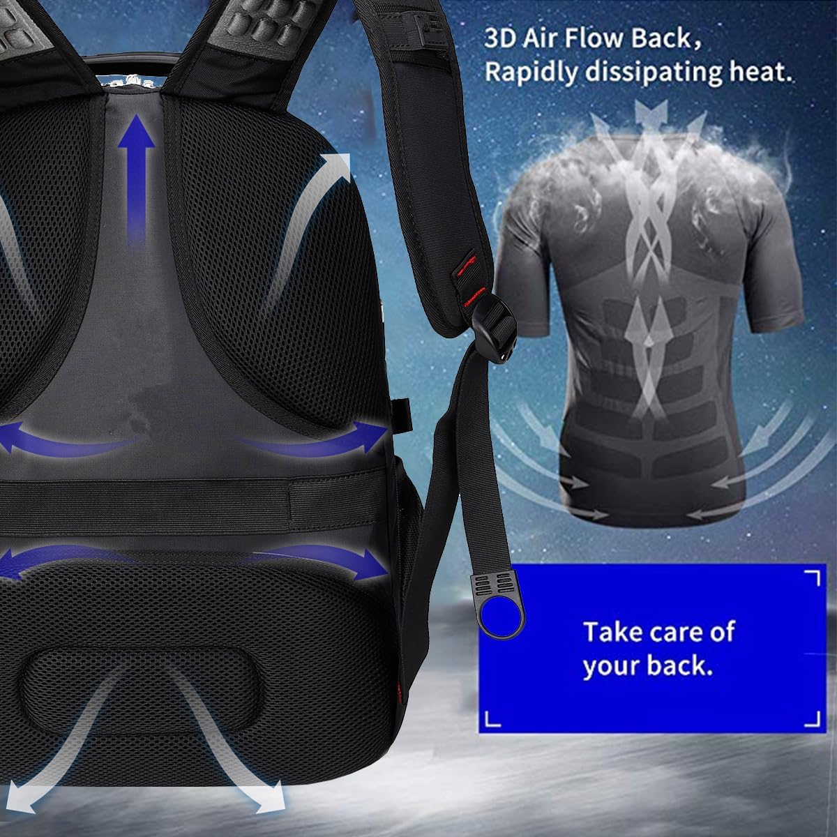 Thumbnail 4 de SHRRADOO Extra Large Travel Laptop Backpack for Men, 50L Capacity