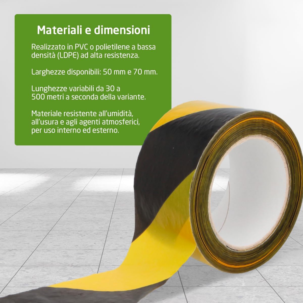 Thumbnail 4 de Amig – Nastro segnaletico non adesivo 70 mm x 200 m (Giallo e Nero) per segnalare e avvertire di pericolo