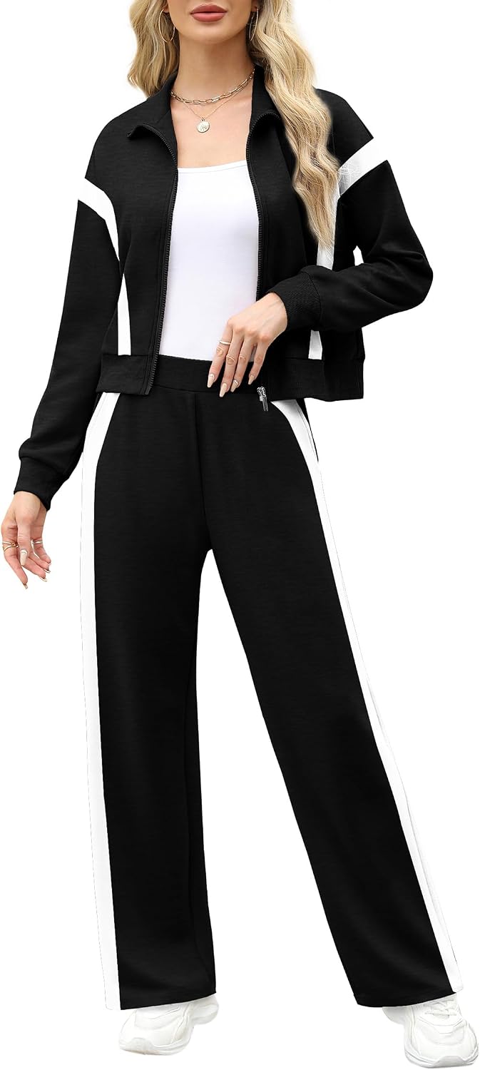 Detalle 2 de XIEERDUO Women's Lounge Set with Full-Zip Sweatshirt and Wide-Leg Pants