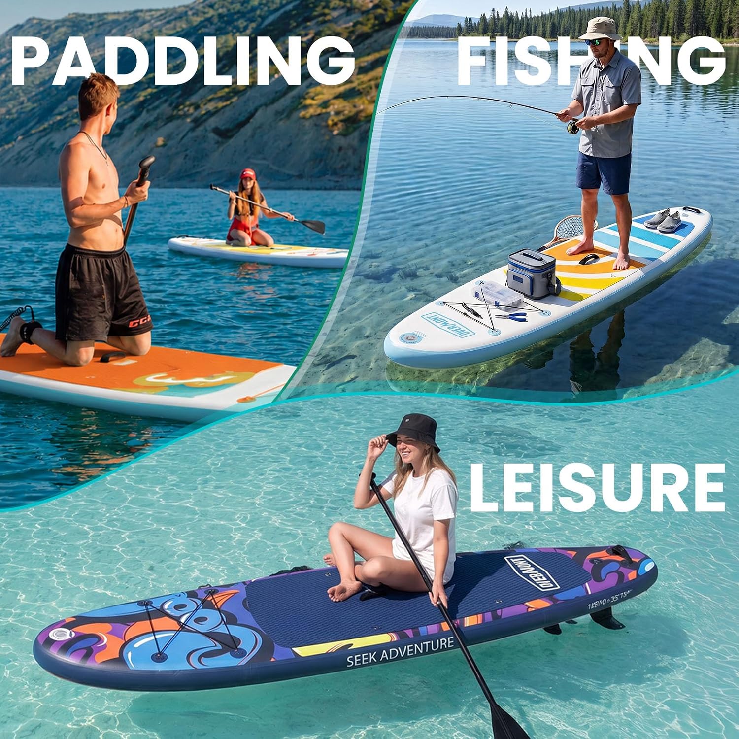 Thumbnail 6 de Overmont Planche Paddle Gonflable Adulte 323 × 84 × 15 cm – kit complet pour le SUP