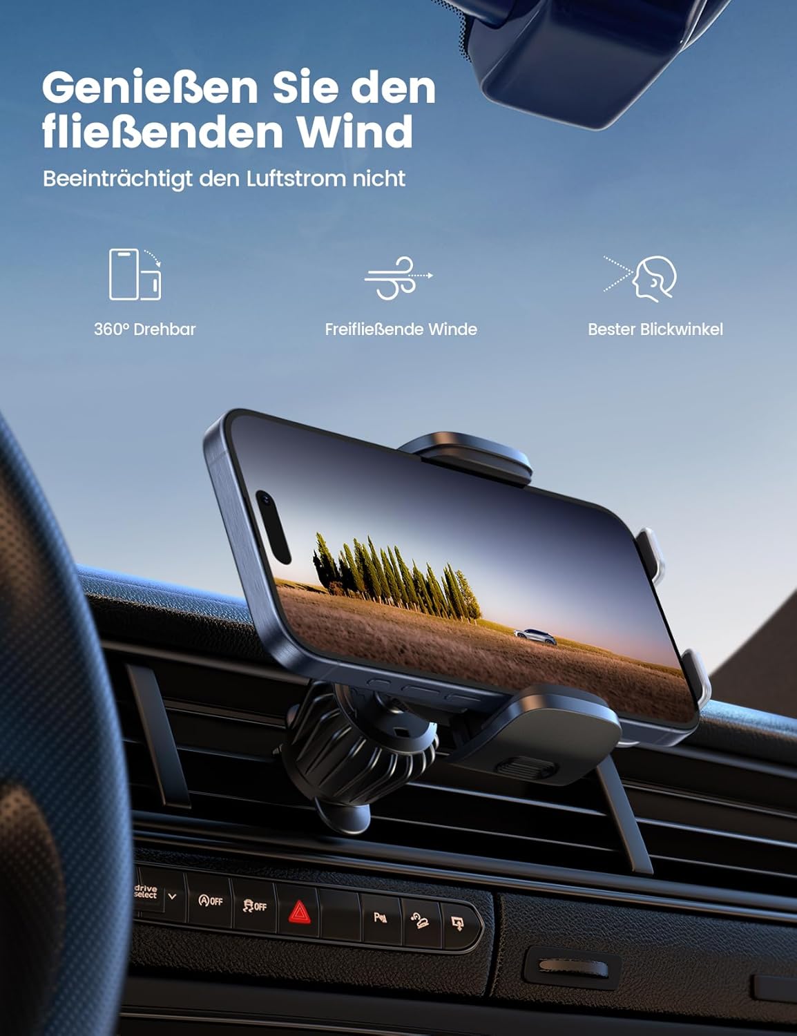 Thumbnail 4 de Lamicall Handyhalterung Auto für die Lüftung (Acryl, 360°) – universell für 4–7 Zoll Smartphones