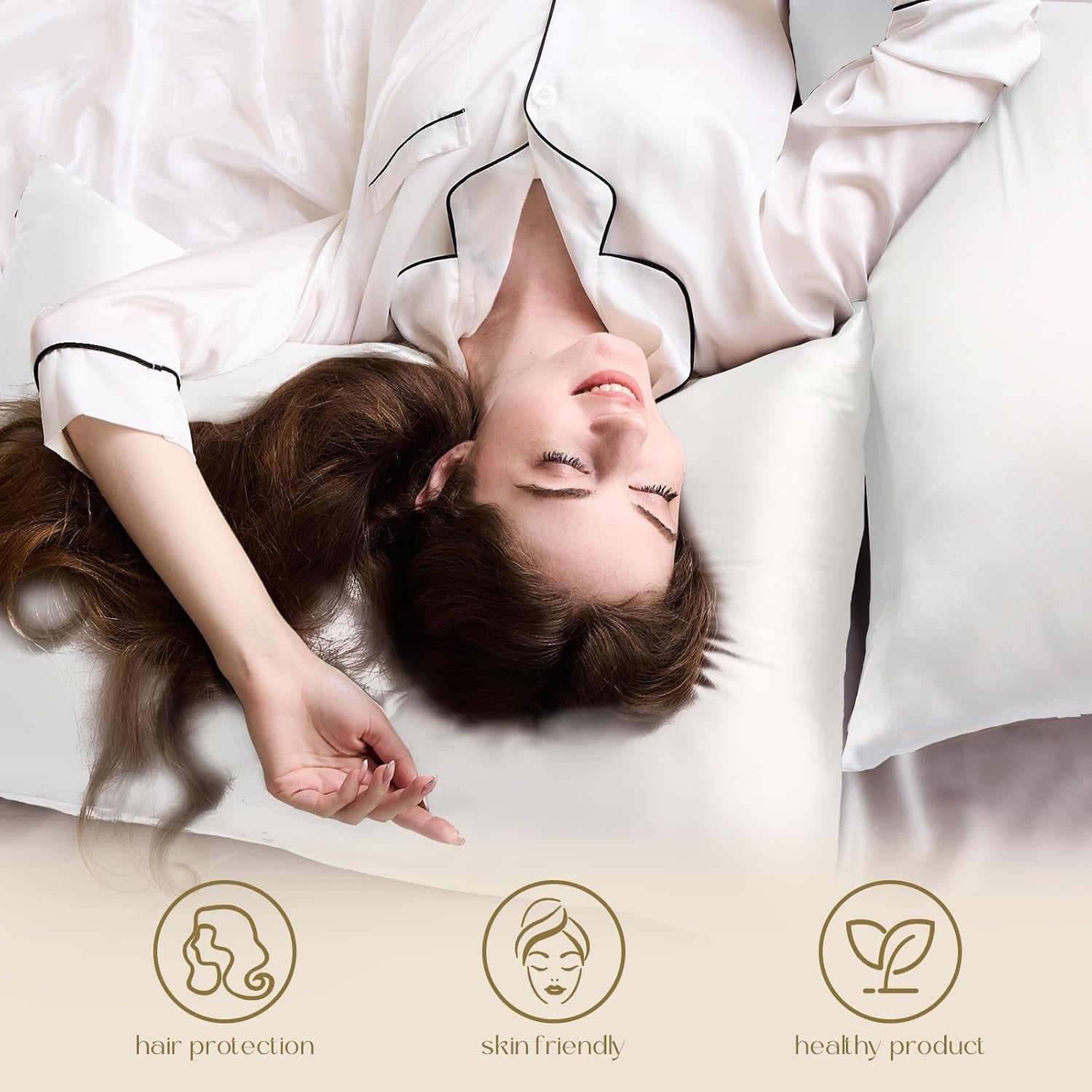 Thumbnail 3 de ZIMASILK 100% Mulberry Silk Pillowcase 2-Pack (White, 50x75 cm) with Hidden Zipper
