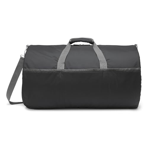 Detalle de Amazon Essentials Borsone Pieghevole in Nylon 63,5 cm – Nero, capacità 15,9 kg