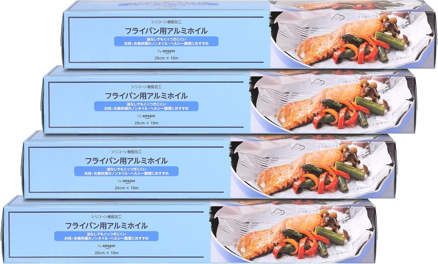 Detalle de by Amazon フライパン用アルミホイル 25cm×10m 4本セット シリコーン樹脂加工