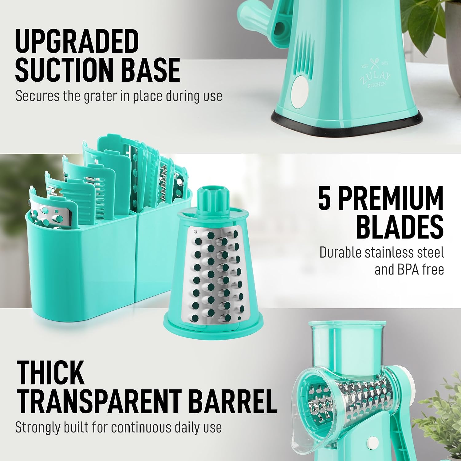 Thumbnail 6 de Zulay rotary cheese grater with 5 blades
