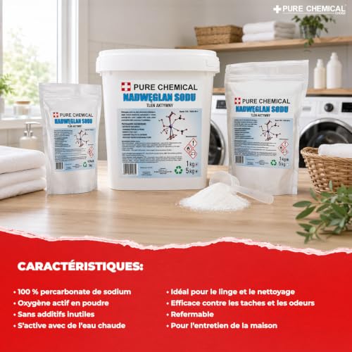 Detalle de CHOSA Percarbonate de Soude Linge Blanc en Poudre – 5 kg, PURE CHEMICAL by CHOSA