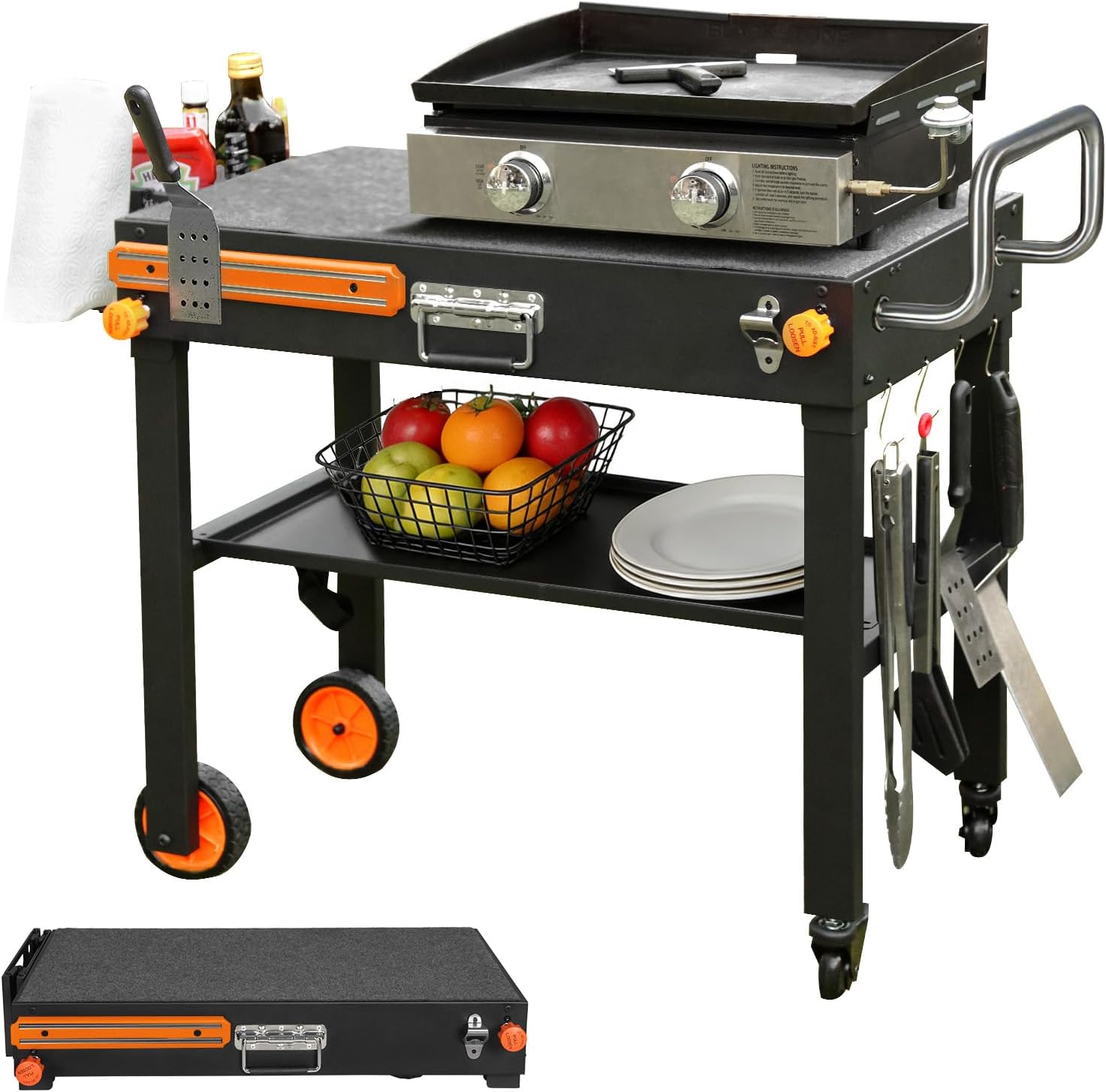 Detalle de EsFrondo YP39-C-CA Folding Grill Table, 450 lb Capacity, Tool-Free Setup