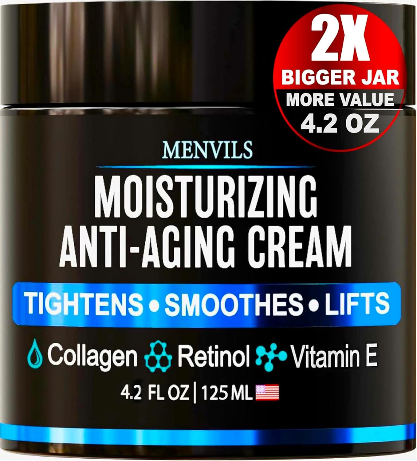Detalle de Menvils LPD44 Men’s Face Moisturizer Cream, Retinol, Collagen & Peptides, 4.2 oz