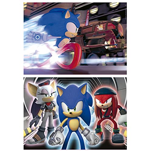 Detalle 2 de Educa Sonic Prime Neon 🧩 Set de 2 Puzzles 100 Piezas Brillantes +6 Años