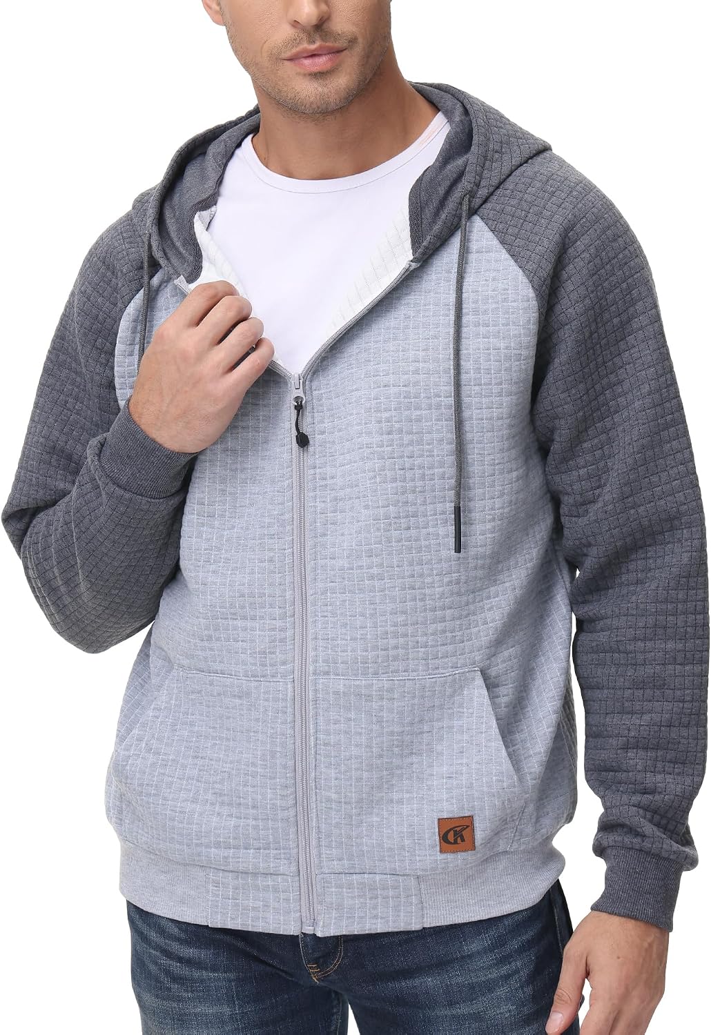 Detalle de Tyhengta Men’s Full Zip Hoodie Jacket with Pockets (Long Sleeve Pullover)