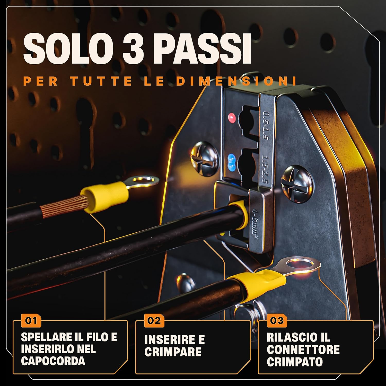Detalle de BAURIX Capicorda Elettrici set 700 pezzi – Connettori per cavi 0,50–6 mm², assortiti