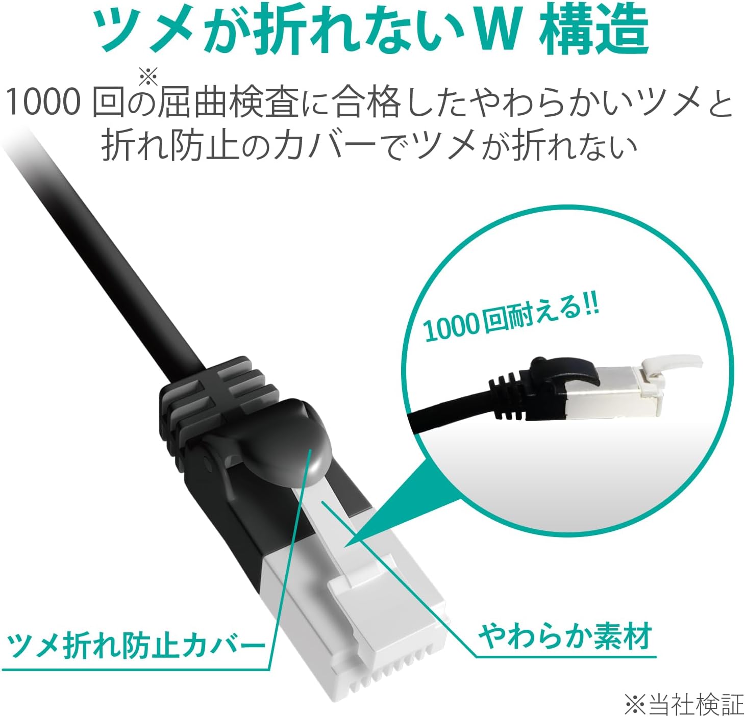 Detalle 2 de エレコム ECLD-GPATBK30 CAT6A LANケーブル 3m ブラック 爪折れ防止