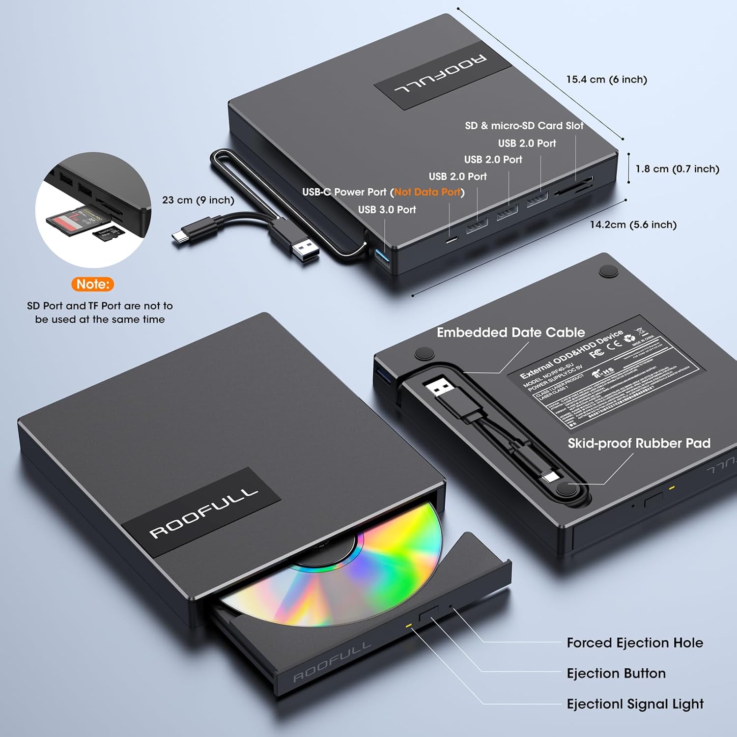 Thumbnail 6 de ROOFULL RF40-SU External CD DVD Drive 8-in-1 đź“€
