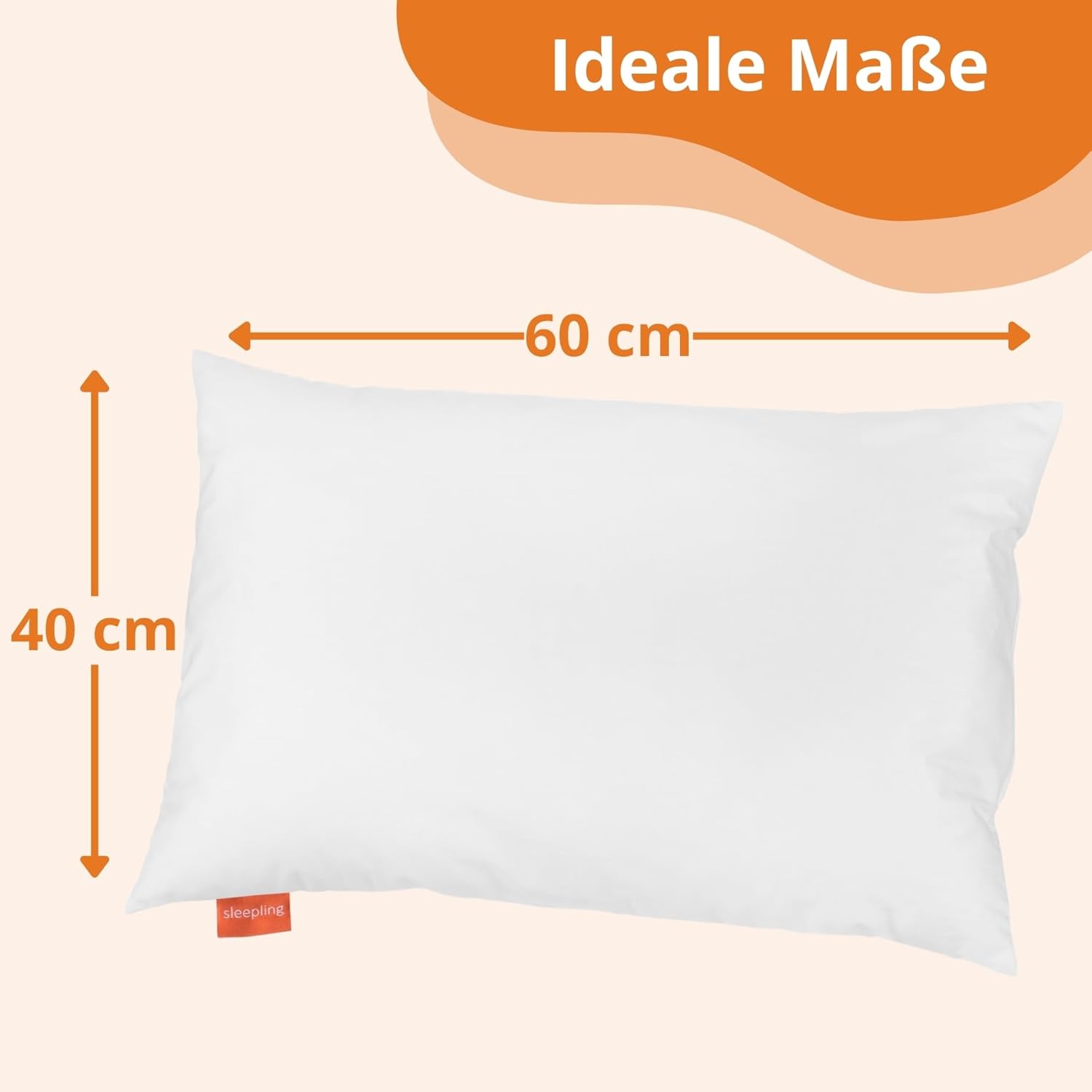 Detalle 2 de sleepling Kinderkopfkissen 40x60 cm – Kopfkissen aus 100% Baumwolle, waschbar bis 60 Grad