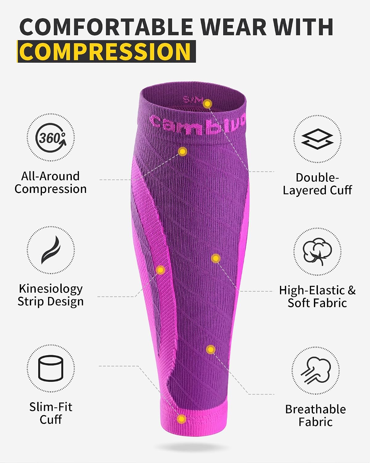 Thumbnail 2 de CAMBIVO Calf Compression Sleeve 2 Pairs