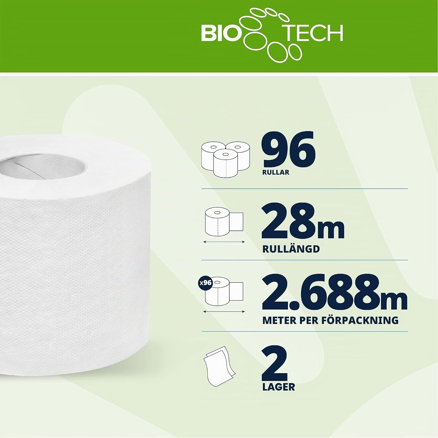 Detalle de Papernet Bio Tech SOF99040 toalettpapper, 2-lagers ren cellulosa, 27,5 m
