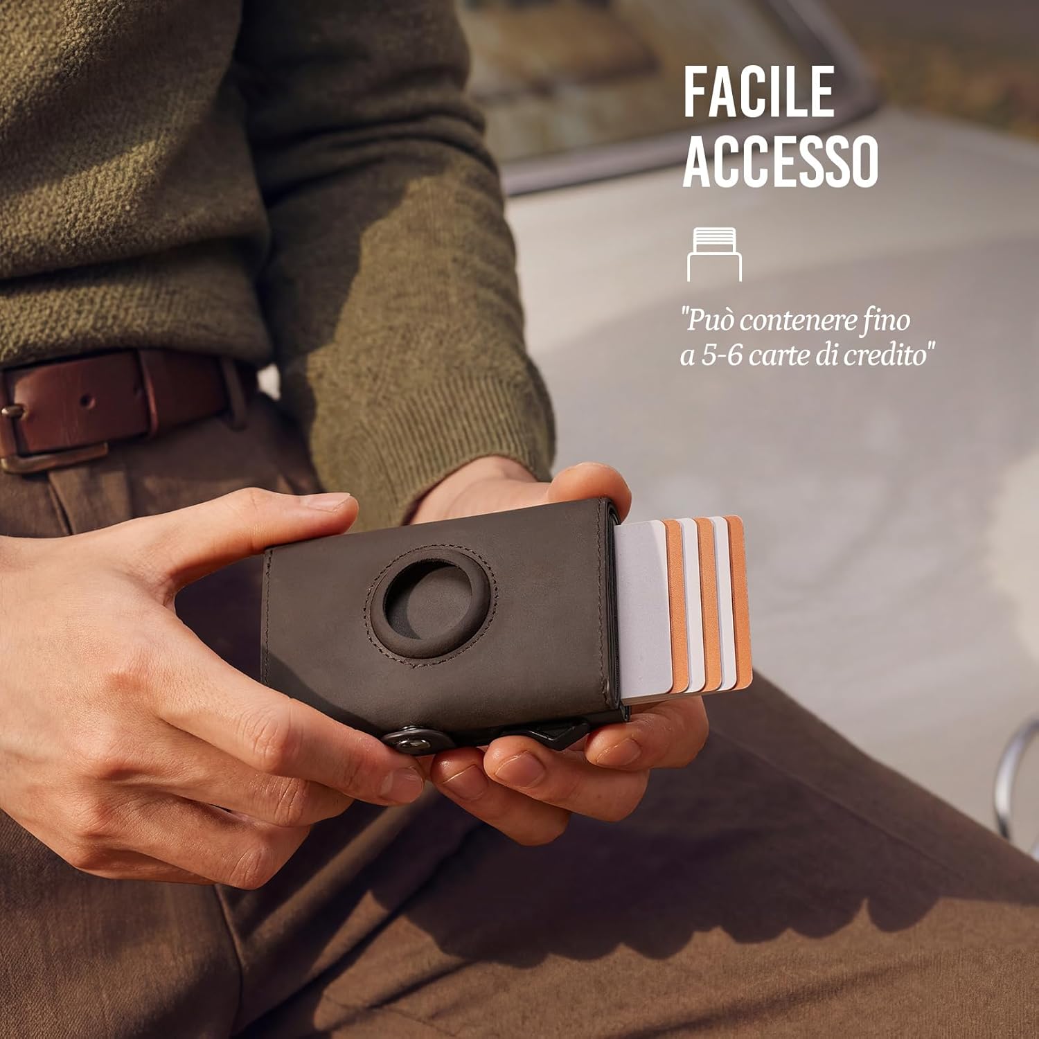 Thumbnail 1 de YESIIW Portafoglio Airtag Slim Marrone
