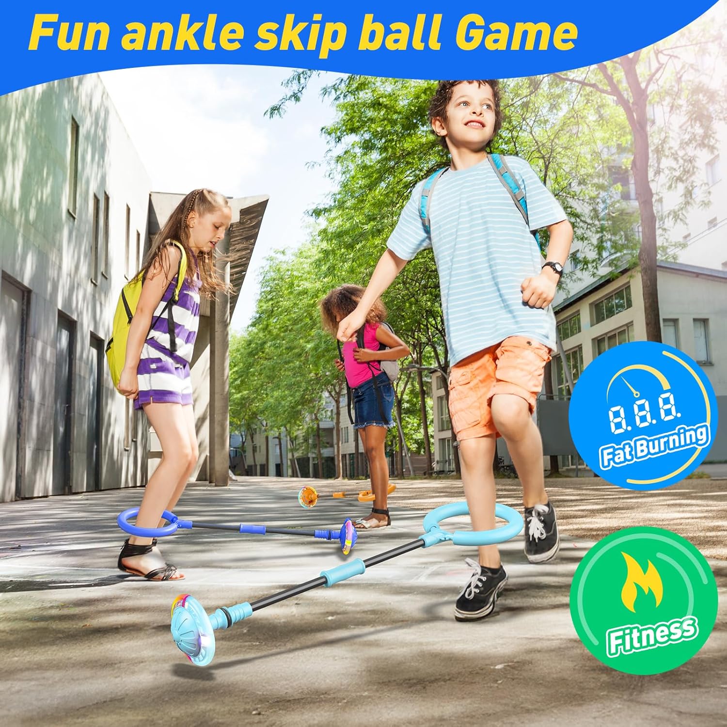 Thumbnail 2 de Flooyes Skip Ball for Kids: LED Ankle Jump Rope with Counter, Timer & Calorie Tracker