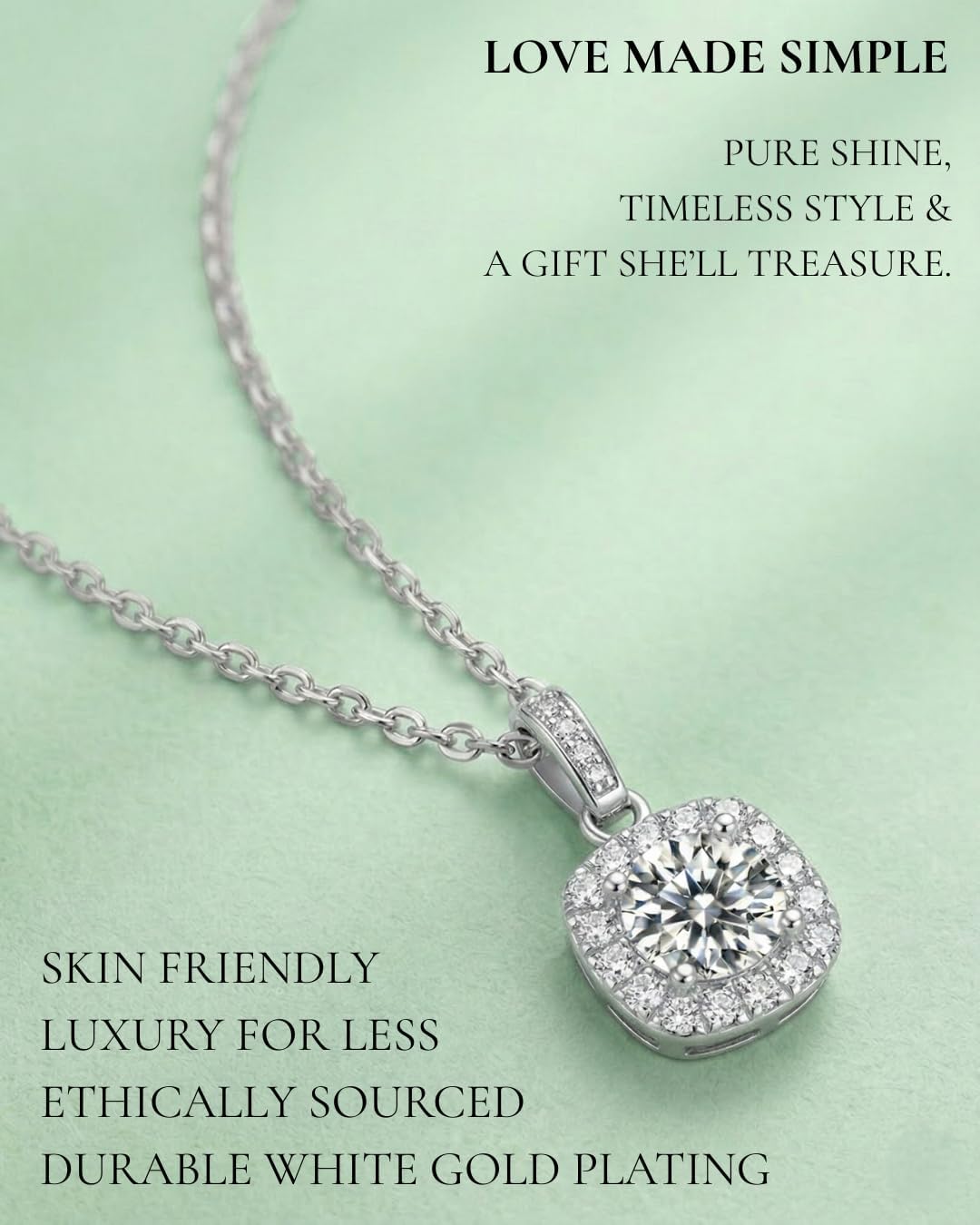 Detalle 2 de MosDawn Moissanite Pendant Necklace, 925 Sterling Silver