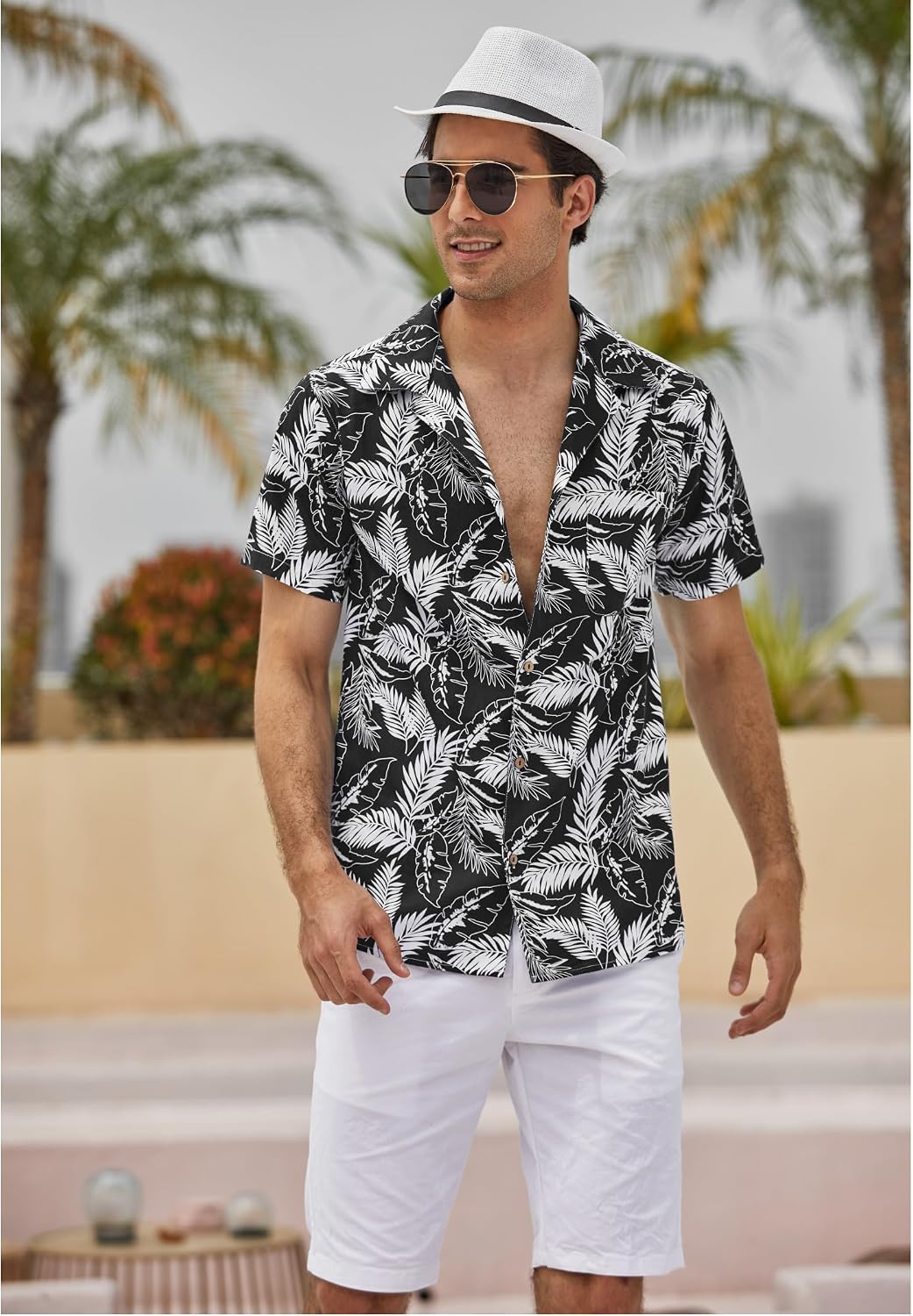 Thumbnail 1 de COOFANDY Leinenhemd Herren – Sommerliches Kurzarmhemd aus leichtem Stoff, einfarbig