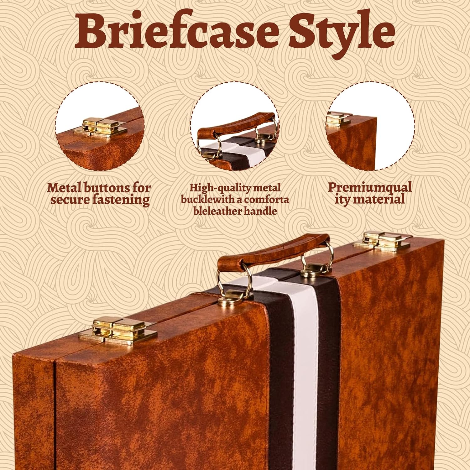 Thumbnail 3 de Backgammon Set with Premium Leather Case – 11 Inch Travel Board