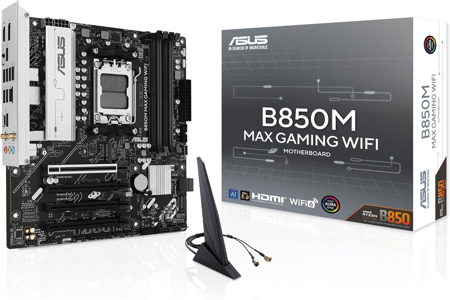 Thumbnail 6 de ASUS B850 MAX GAMING WIFI W — Carte mère ATX WiFi 6E pour AMD AM5, PCIe 5.0 et DDR5