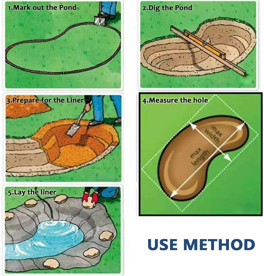 Detalle de Pond Liner Flexible Fish Pond Bed Liners 2m x 2m – HDPE, 0.4mm