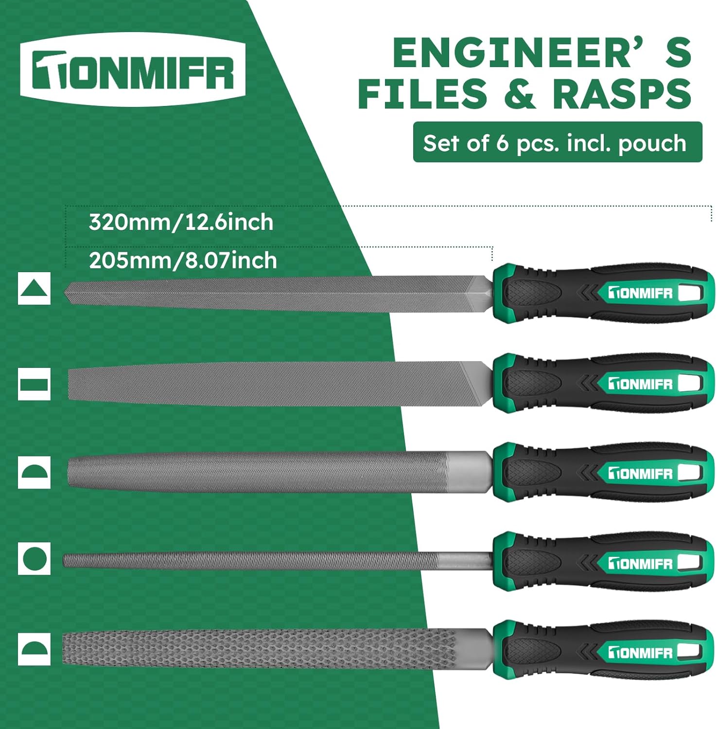 Thumbnail 2 de Tonmifr Professionelles Metallfeilen-Set für Hartstahl mit 5 Formen und Industriequalität