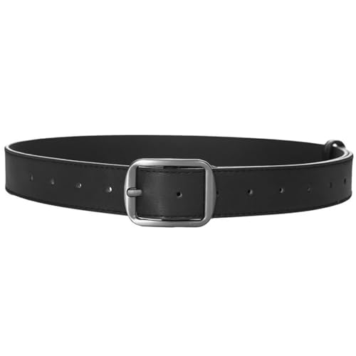 Imagen de IBXWMNG Cinturón de cuero PU negro con hebilla cuadrada – 3,3 cm x 110 cm en OfertitasTOP