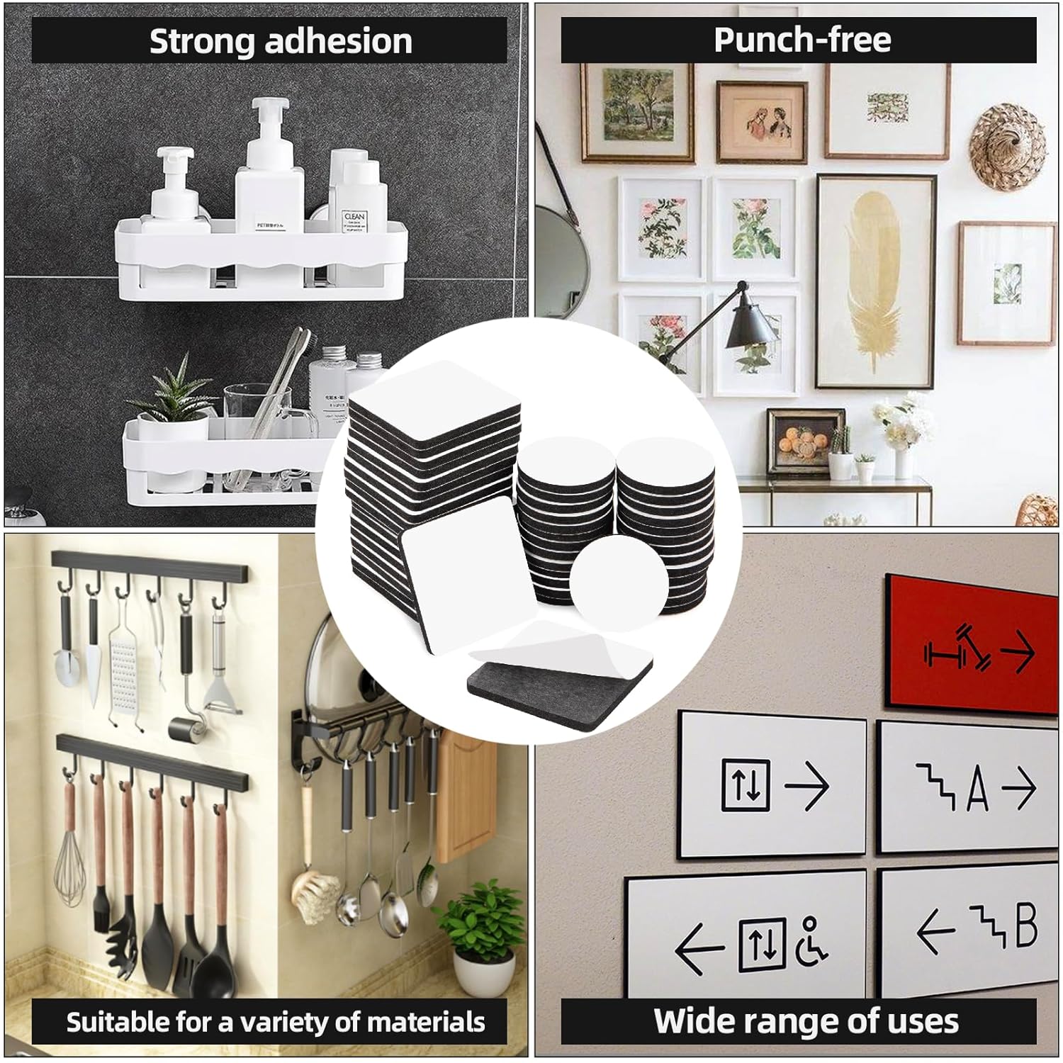 Thumbnail 3 de ZISMA Double Sided Sticky Pads (50 pcs) heavy duty adhesive foam mounting pads, square 40mm x 40mm & round 30mm