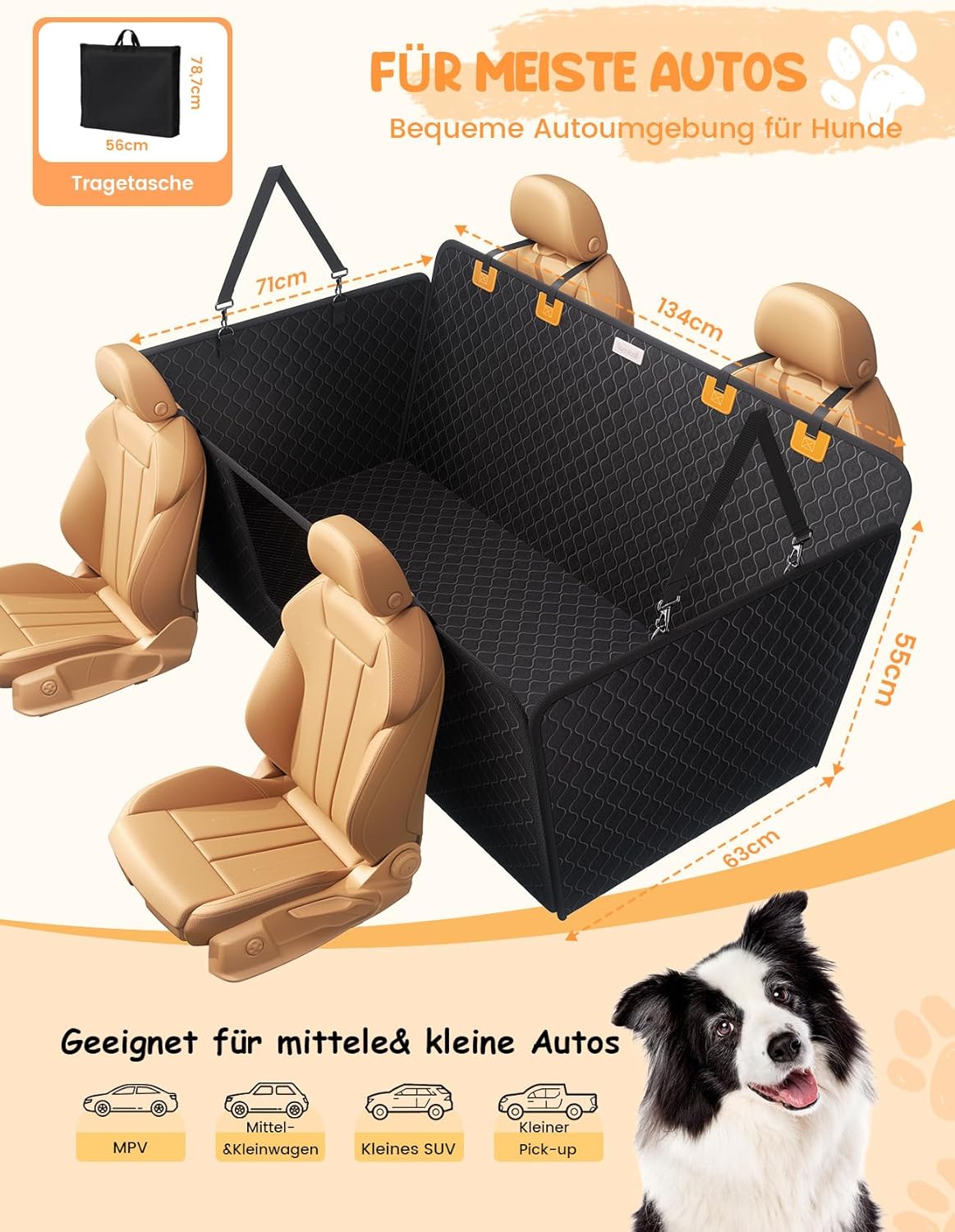 Detalle de Lamicall Hundedecke Auto Rückbank 195 kg Tragkraft