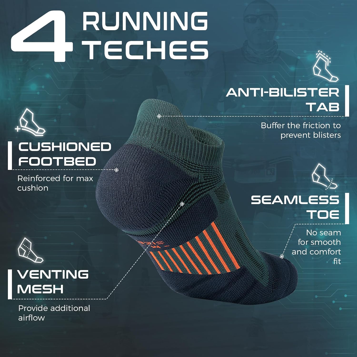Thumbnail 4 de Coolmax Anti-Blister Cushioned Running Socks 3 Pairs