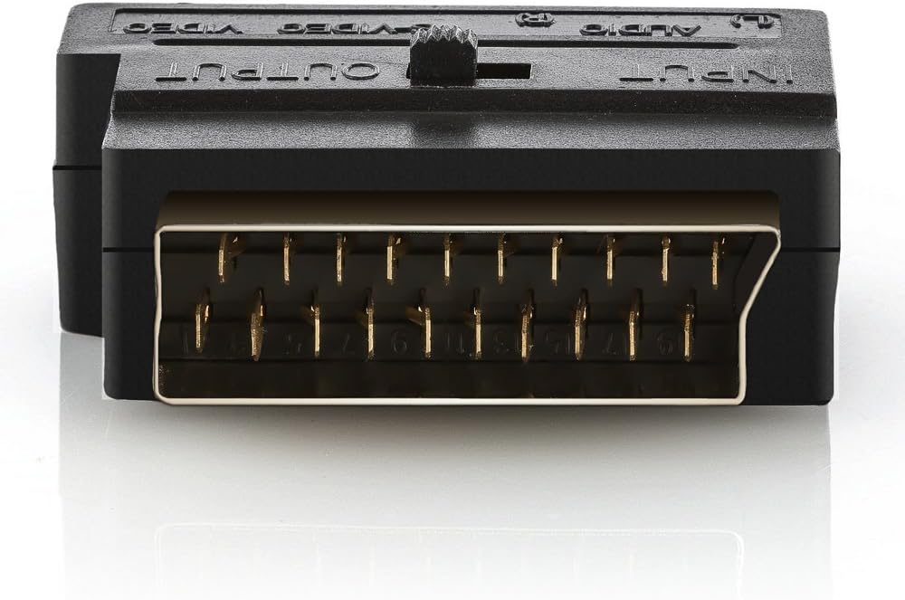Detalle de deleyCON Scart auf 3X Cinch Buchsen IN/Out Umschalter + S-Video (S-VHS) – Schwarz