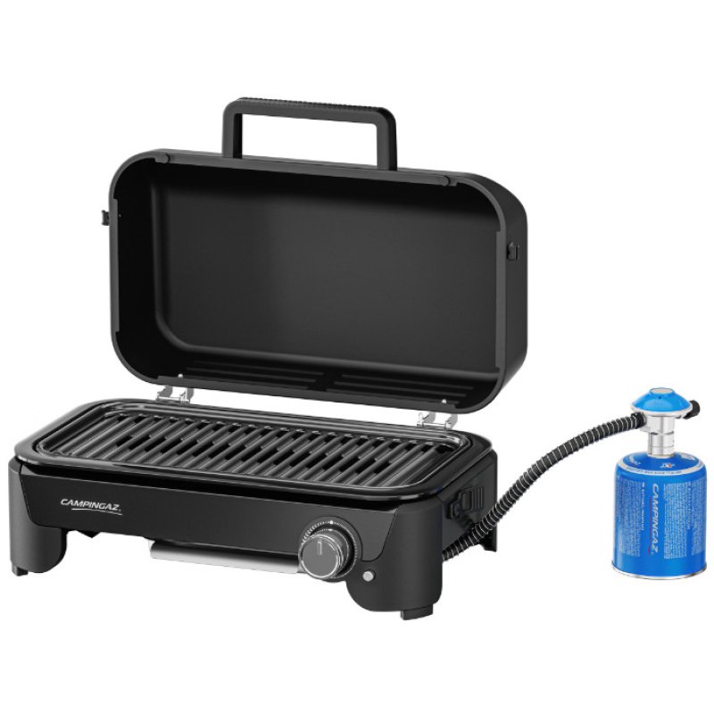 Detalle de Campingaz Tour & Grill CV Plus: barbacoa de gas portátil 1 quemador para sobremesa y pie