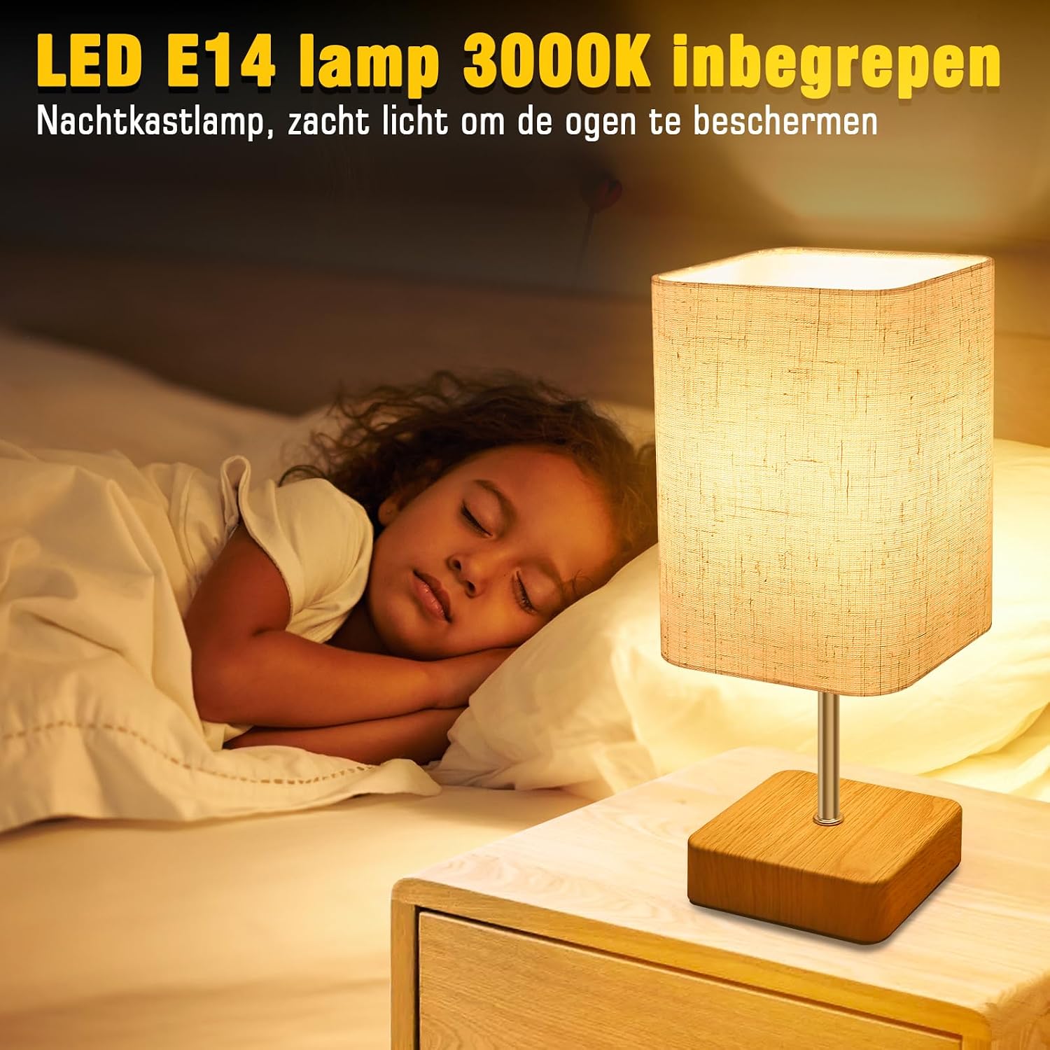 Thumbnail 2 de Jayencer CT4 touch-dimbare tafellamp met linnen kap en E14-ledlamp