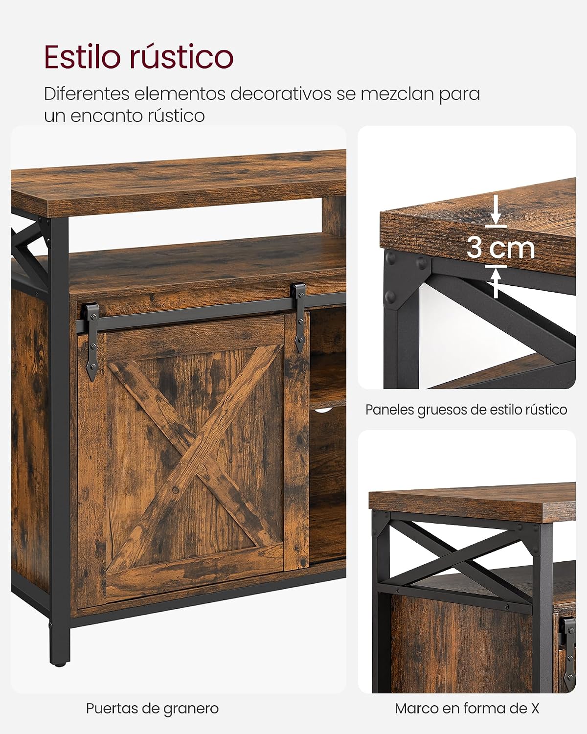 Thumbnail 7 de VASAGLE LTV071B01V1: Mueble TV Rústico con Estantes y Puertas 🚪